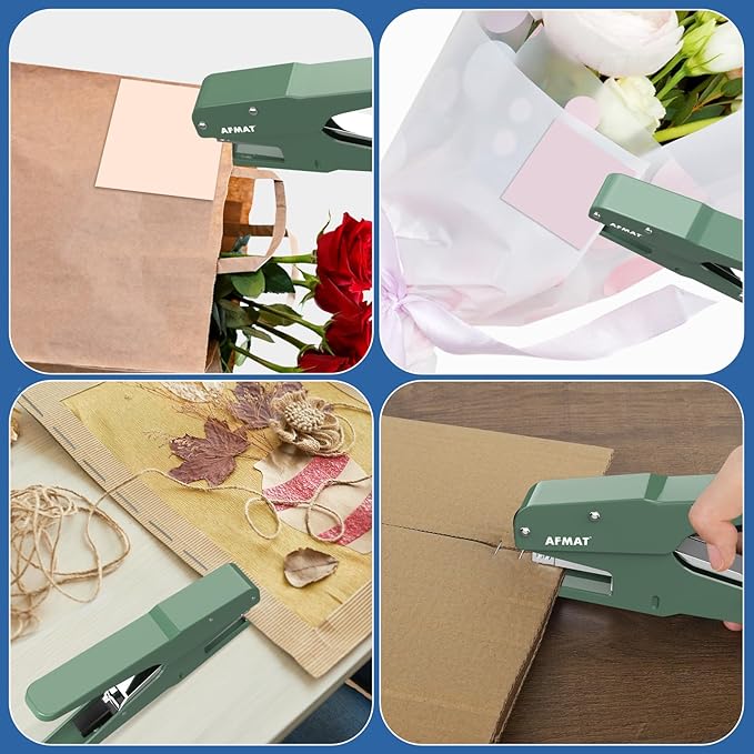 AFMAT Effortless Plier Stapler, Metal 30 Sheet Stapling Plier, 15000+ Stapling Times, with Staples & Reload Button, Handheld Stapler Heavy Duty, Space Save Size, Good for Office, Home, School, Green