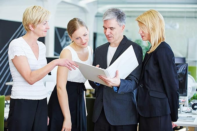 3 Ring Binder, 3" Professional Angle D-Rings, Presentation Folder for Standard Pages with Inside Pockets, Customizable Clear View White Binder (6 Pack)