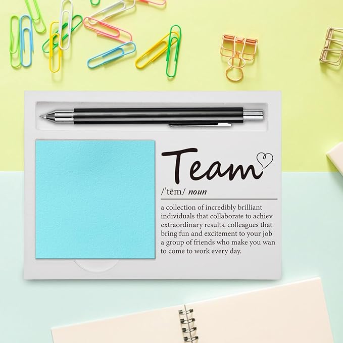 Teamwork Appreciation Gift, Wooden Sticky Note Holder, Office Desk Organizer for Coworkers, Employees, Leaders, Appreciation Thank You Gift for Team, Boss, Colleagues, Christmas, Birthday YBB04