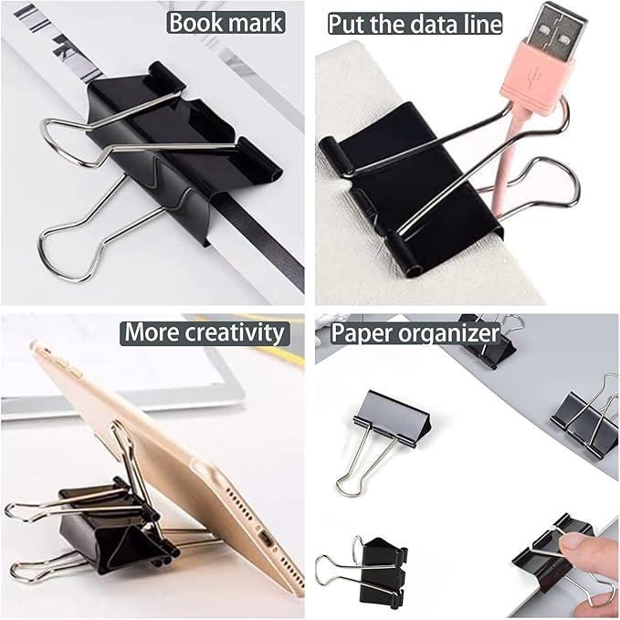 Extra Large Binder Clips 2.4 Inch (36 Pack), Upgrade Giant Binder Clips Big Paper Clips Clamps for Office and Home Supplies, Black by Aellabus