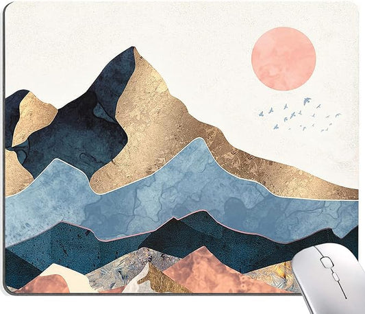 Mouse Pad, Cute Mountain Sunrise Mouse Pads, Square Washable Cloth Personalized Mouse Mat with Design, Gaming Office Home Non-Slip Rubber Base Computer Mousepad