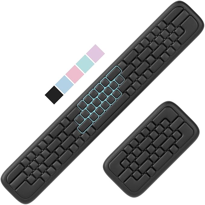MEKASS Keyboard Wrist Rest, Ergonomic Wrist Pad, Soft Memory Foam Keyboard Hand Rest with Non-Slip Base, Easy Typing, Pain Relief, Comfort Support for Office Work Gaming Computer Accessories (Black)