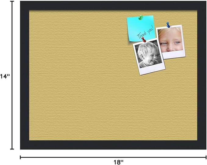 PinPix 18x14 Inch Cork Bulletin Board. This Decorative Framed Pin Board Comes with Honey Pastel Design and a Satin Black Frame. Ideal for Home Office Decor or Message Board (PinPix-1810)