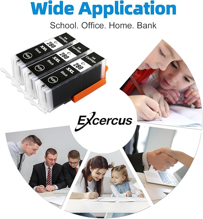 Compatible Ink Cartridge Replacement for for Canon pg280 bk PGI-280 PGI-280XXL BK Black Ink TankWorks for PIXMA TR7520 TR8520 TR8620 TS6120 TS6320 TS8220 TR8622 TS9120 Printers（3Pack）