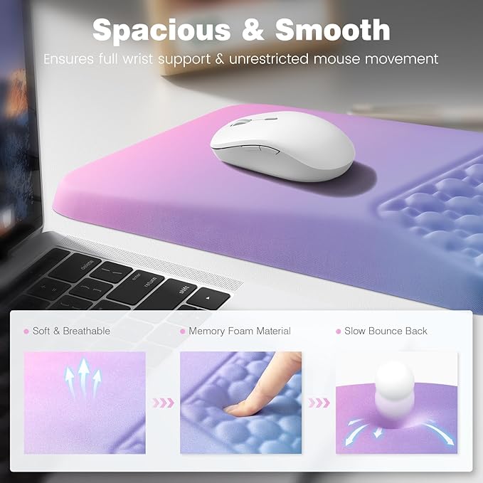 Ospelelf Keyboard Wrist Rest Pad for Computer, Ergonomic Large Mouse Pad with Wrist Support, Office Arm Rest, Purple