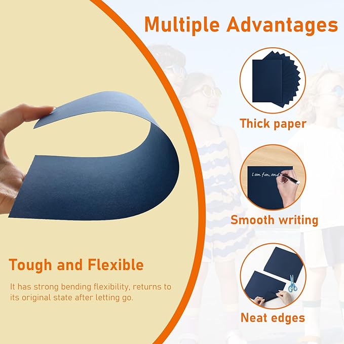 40 Sheets Navy Blue Cardstock 8.5 x 11 Craft Paper, 75lb Heavyweight Construction Paper Card Stock for Wedding Invitations, School Crafting, Memus, Making Cards, Greeting Cards