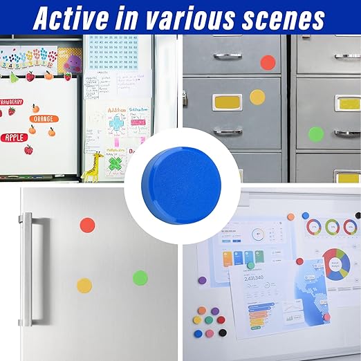 80 Pack Small Fridge Magnets,20MM Colorful Round Magnets for Whiteboard, 8 Colors Refrigerator Magnet,Small Cute Magnet for Decorative Locker Kitchen Office