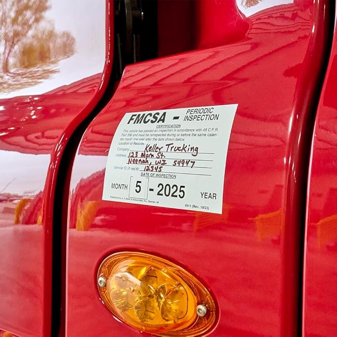 FMCSA Periodic Inspection Label 25-pk. - 5" x 5", Permanent Self Adhesive Vinyl - Meet DOT AVIR 49 CFR Part 396 Requirements - J. J. Keller & Associates