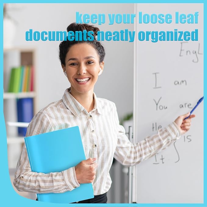 Yeaqee 30 Pcs Plastic Folders with Pockets and Prong Plastic Folders with 2 Pockets Pocket for Office, School for Students, Teachers, Office Workers (Light Blue)