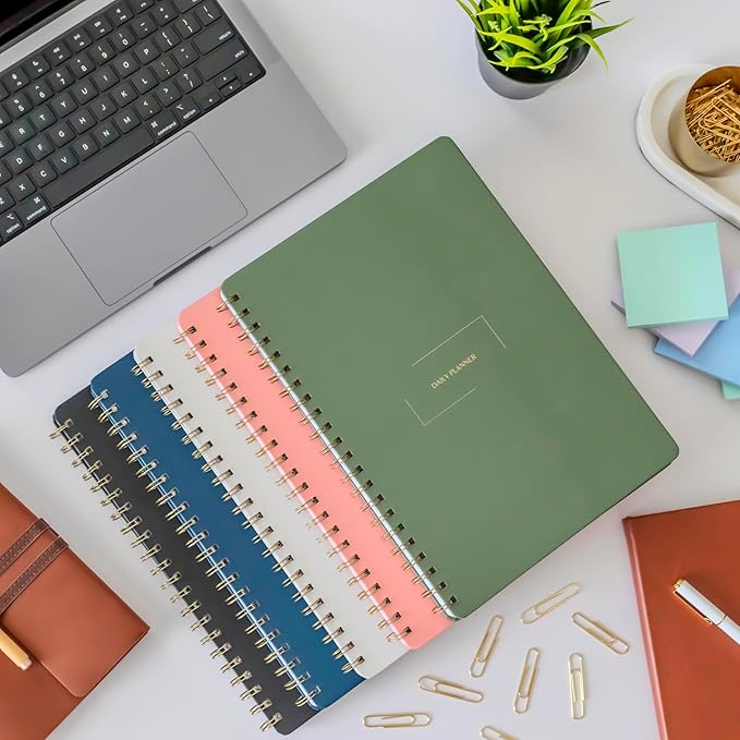 Undated Daily Planner | 8.25” x 11.75” To Do List Notebook | Work Productivity ADHD Organizer | Men and Women Planner | College Supplies | Evergreen | Portrait Layout