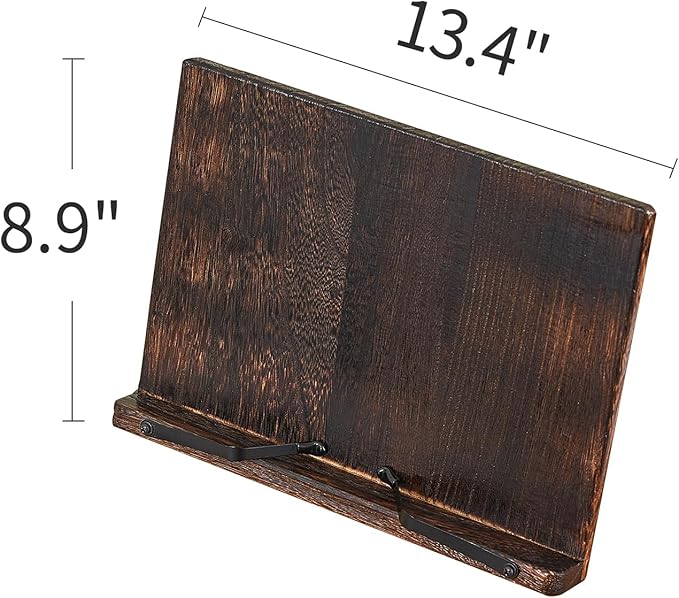 Wooden Book Stand Holder Adjustable,Portable Desktop Organizer for Cookbooks/Tablets,Hands Free Reading Rest with Ergonomic Design, Fits Books & iPads