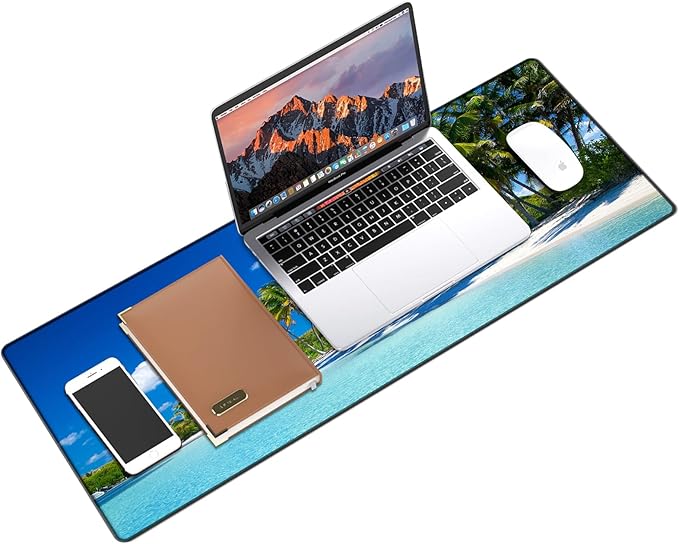 Galdas Gaming Mouse Pad XXL XL Large Long Extended Big Mousepad Non-Slip Rubber Keyboard Mouse Pad with Stitched Edges for Laptop Home Office (31.5x11.8x0.08 Inch) … (Beach 2025)