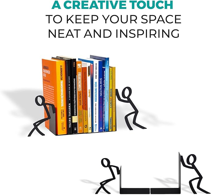 Toni Book Sider – Metal Book Holder, Black – Keeps Books Upright, Adds a Modern Touch, Ideal for Home or Office – Stylish Organization and Decor – Geguton