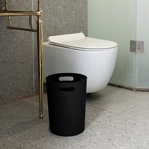 4 Pack Small Trash Can for Bathroom - 3 Gallon/12-Liter Wastebasket, Round Plastic Garbage Container Bin for Bedroom Office Black.