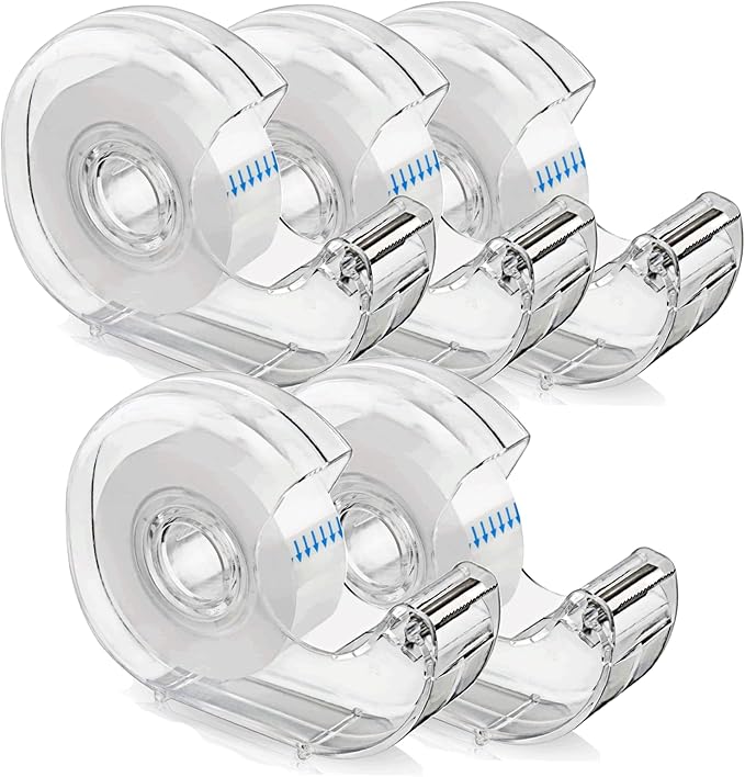 KIDMEN Transparent Tape,Clear Tape for Office,Home,School,5 Dispensered Rolls,0.7 x 1300 Inch