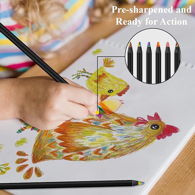 Stocking Stuffers,12-Color Rainbow Pencils Set- Multicolored Colored Pencils for Kids, Adults & Artists, Professional Art Supplies Pencils for Coloring Books, Sketching & Illustration.