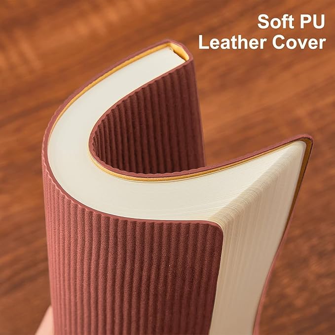 Lined Journal Notebook for Work College Ruled Note Book 5.79"x8.27" A5 PU Leather Daily Journaling 216 Pages for Women Men Writing Home School Supplies Business (Darkgreen/Darkpink)