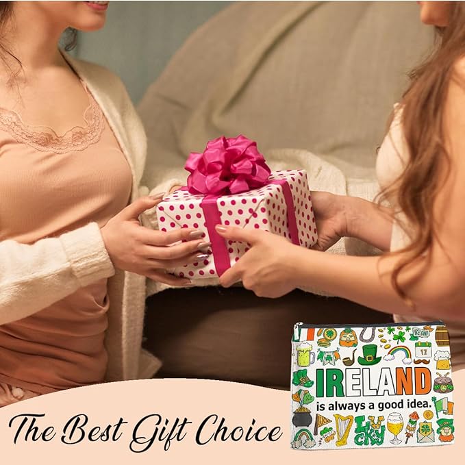 NGAEAK Ireland Gifts Cosmetic Bag, Ireland Gifts for Women Christmas Birthday Zipper Makeup Pouch Small Makeup Bag