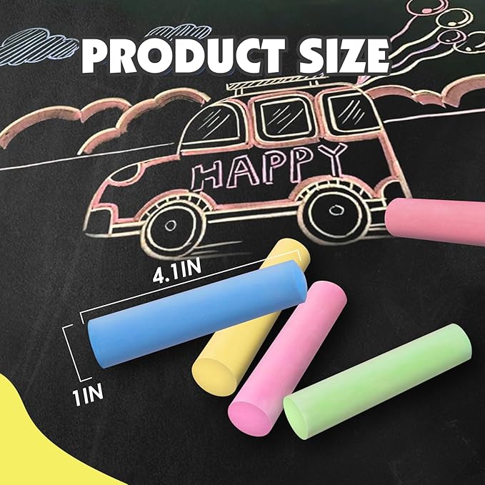 180PCS Sidewalk Chalks Set in 20 Colors, Non-Toxic, Washable Jumbo Outdoor Chalk for Kids, Pavement Chalk