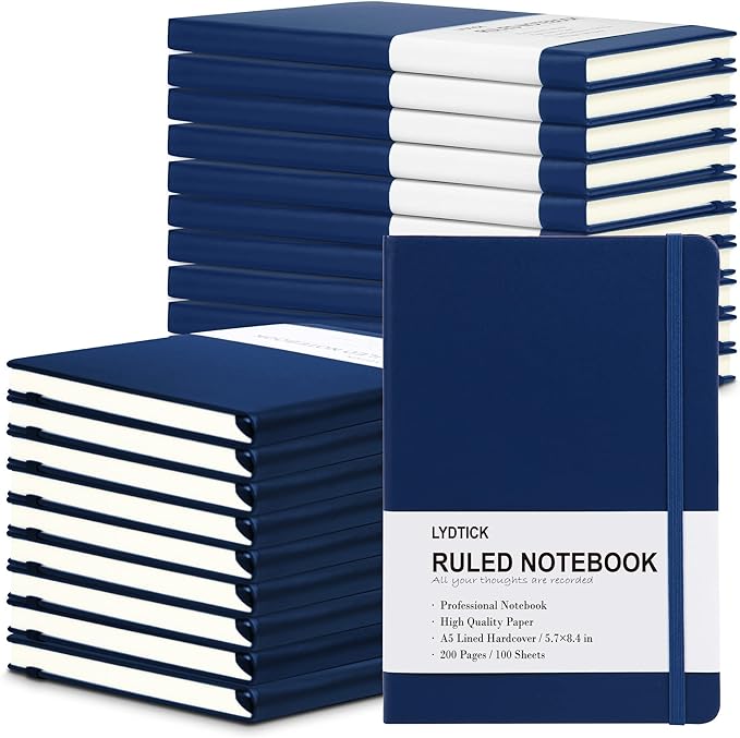 20 Pack Journals for Writing College Ruled Notebooks Journal in Bulk, Hardcover Notebooks (200Pages) for Note Talking, Lined Bullet Journals for Home School Office, 5.7"x8.4", Navy