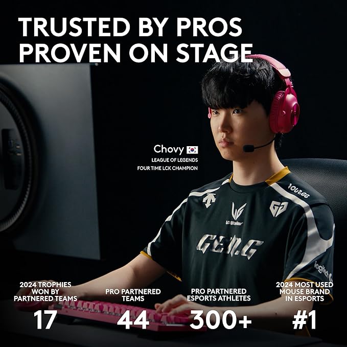 Logitech G PRO X SUPERLIGHT 2 Wireless Gaming Mouse, 60g Pro-Grade with 5 Programmable Buttons, 44k DPI Sensor, 8kHz Report Rate, USB-C Charging for PC/Mac - Black