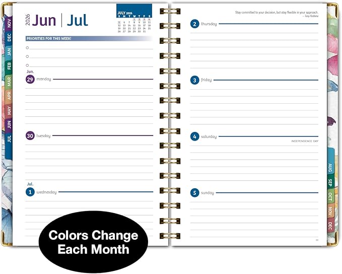 HARDCOVER 2026 Planner, 5.5"x8": 14 Months (November 2025 - December 2026), Daily Weekly Monthly Planner, Yearly Agenda, Bookmark, Pocket Folder and Sticky Note Set (Watercolor Butterflies)