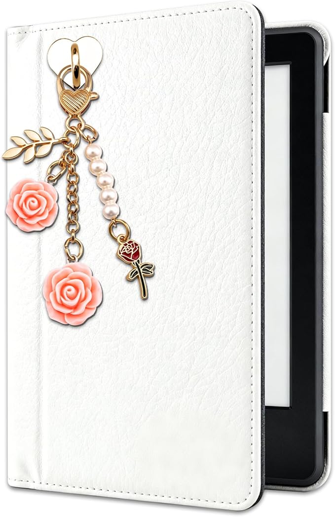 Rose Purse Charms Cute Flower Keychain With Heart Sticker Charm Chain For Kindle Colorful Bag Charms For Handbags