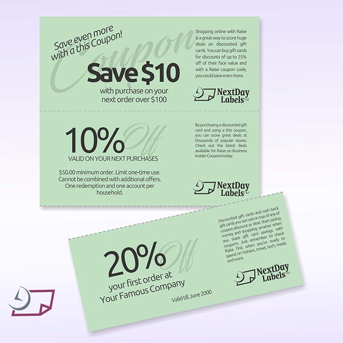 NextDayLabels - Pack of 500 Sheets, 8-1/2 x 11" Letter Size Perforated Paper (Green, Perf @ 3-2/3" and 7-1/3")