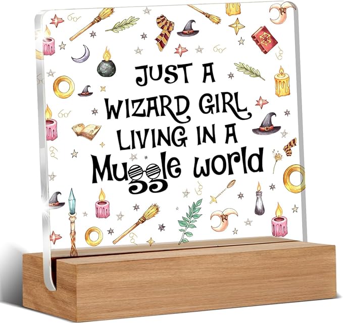 Magic Gifts for Women Besties, Wizard Girl Acrylic Plaque Gift for Friend Female Sister, Magic Wizard Gifts Desk Signs Decor 4 × 4 Inches