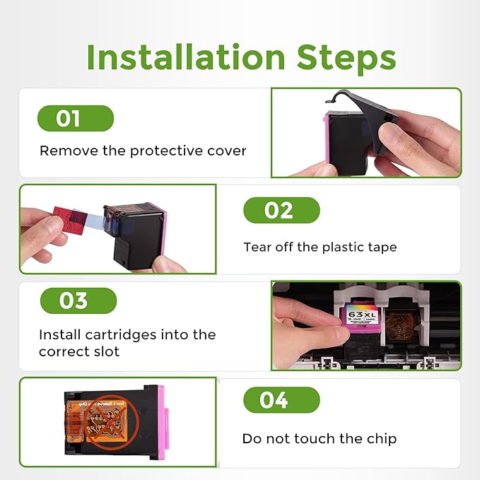 63XL Black Ink Cartridge Replacement for HP 63 HP63 XL 63XL BK Ink for 3830 4650 4652 4655 5200 5252 5255 5258 4520 4512 1112 2132 3630 3632 3631 2130 4510 4654 Printer 2-Pack High Yield Cartridge