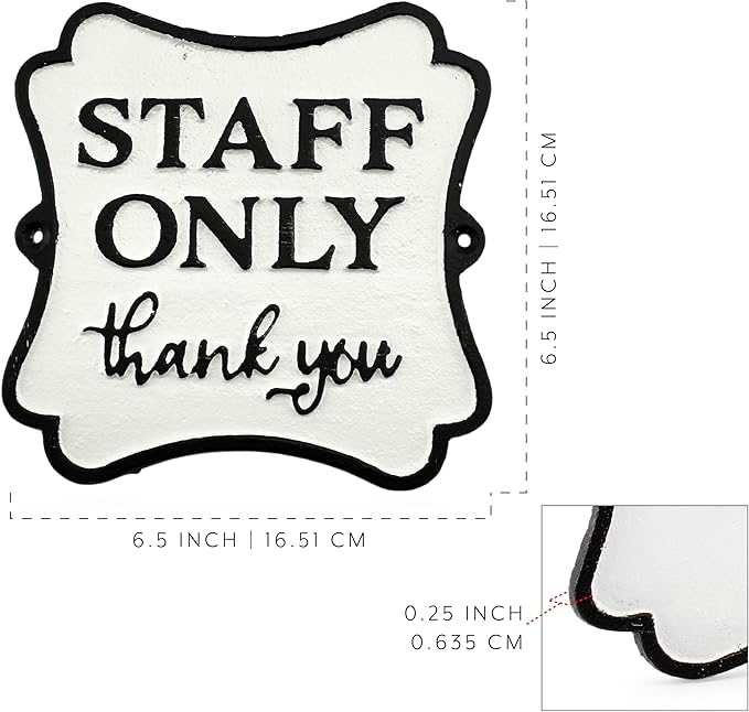 AuldHome Design Cast Iron Staff Only Sign, Business Door Sign for Employees Only Area