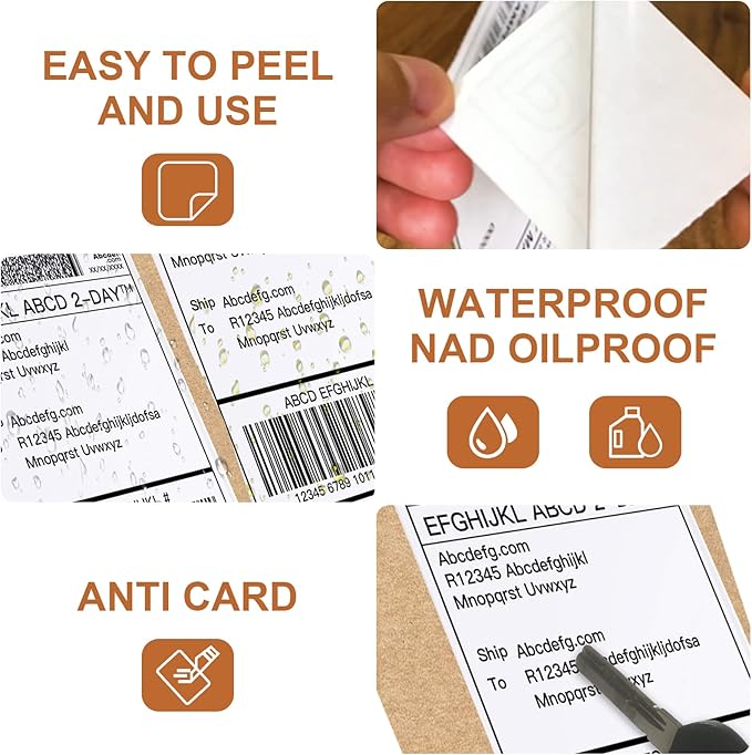 MFLABEL Fanfold 4" x 6" Direct Thermal Labels White Perforated Shipping Label,8 Stacks,Total 8000 Labels