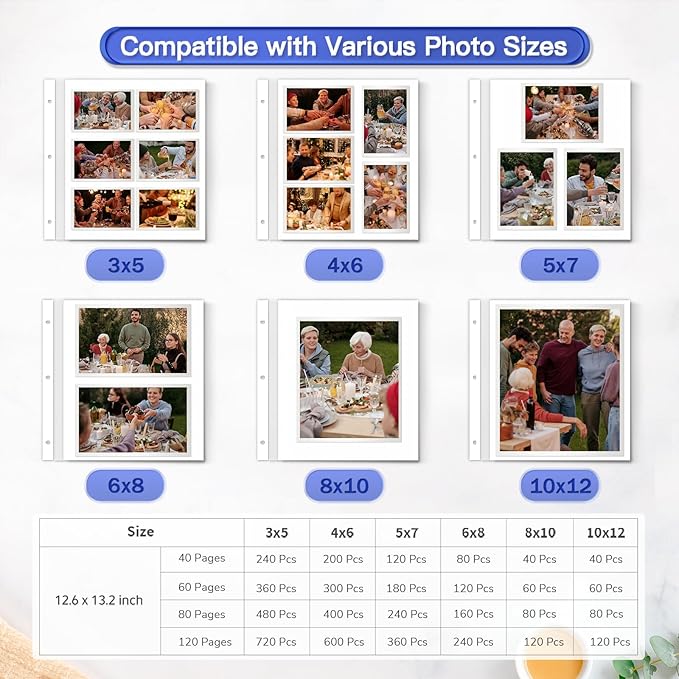 Popotop Photo Album Self Adhesive Scrapbook Album for 4x6 5x7 8x10 Pictures DIY Photo Book as Scrapbooking Supplies Kits, Birthday Gifts for Women Mom Wedding Baby Family Travel