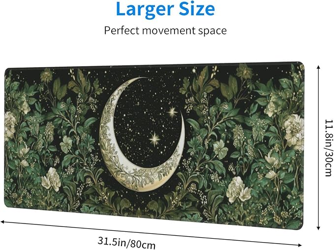 Moon Mouse Pad 31.5 X 11.8 Inch Big Desk Rubber Base Stitched Edges Keyboard Pad XXL Mouse Mat for Home Game and Office