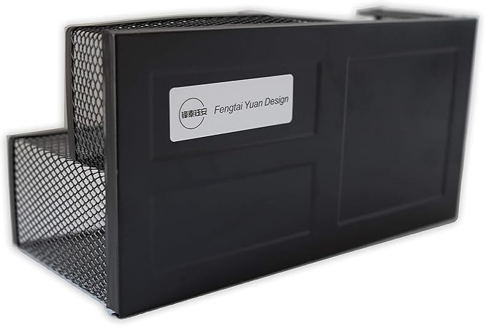 Fengtaiyuan T04, Black Metal Wire Mesh Pencil Holder, Desk Organizer (Black-T04)