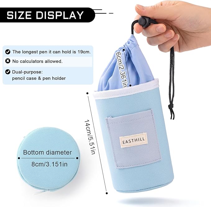 EASTHILL Desk Organizer Pencil Holders Pen Case Pouch for Girls Home School and Office Supplies-Blue