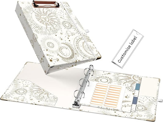 Ospelelf Mini 3 Ring Binder 1 Inch, Cute Binder for 5.5" x 8.5" with 5 Tab Dividers, File Folder Labels and Low Profile Clipboards, Tarot Cards Binder for School Supplies and Office Supplies