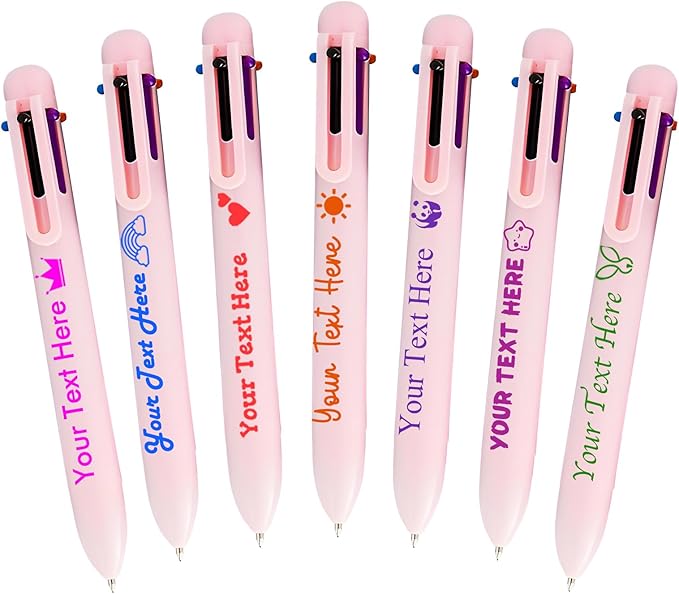Personalized Multicolor Ballpoint Pen Bulk Custom 6-In-1 Pens with Name Logo Customized Color Pen Boys Girls Teacher Business Gift Pink_1PC