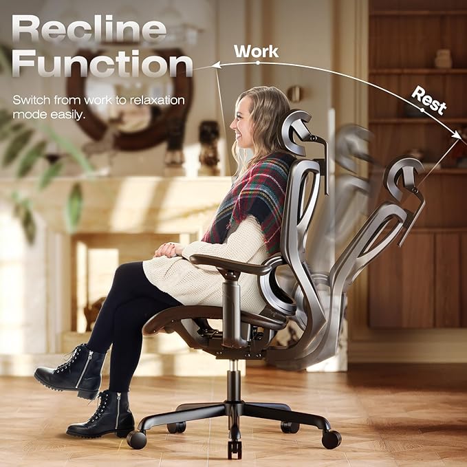 T11 Ergonomic Office Chair,High Back Desk Chairs with Separate Lumbar Support,Magic Armrests,Adjustable Wide Headrest,Comfy Executive Computer Chair,Big and Tall Mesh Chair for Home Office