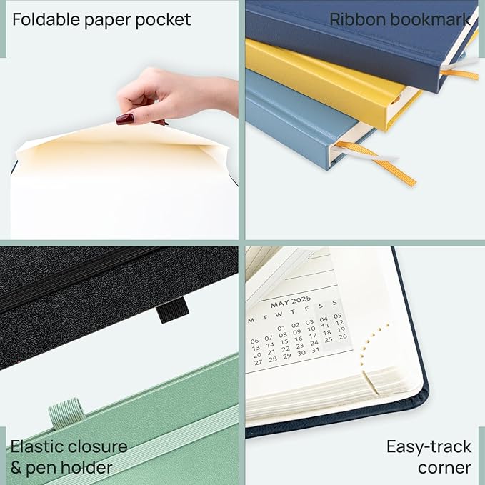 POPRUN Planner 2025-2026, (Large 8.5'' x 10.5'' Hard Cover) Academic Calendar (July 25-June 26) Daily Weekly and Monthly Appointment Book with Hourly Time Slots, Monthly Tabs, 100 GSM - Orange