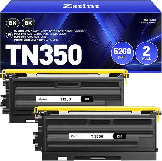 TN350 Toner Cartridge Black 2-Pack Replacement for Brother TN-350 TN350 Compatible with Brother HL-2070N HL-2040 MFC-7420 MFC-7820n intellifax 2820 2920 2850 DCP-7010 DCP-7020 MFC-7220 7225N Printer