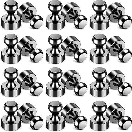 VNDUEEY 24Pcs Black Fridge Magnet Refrigerator Magnets, Magnets for Whiteboard, Small Strong Magnet for Kitchen, Office, School, Locker, Metal Decorative