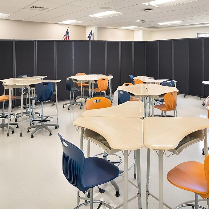 Room Partition,Office Divider,Portable Commercial Screen Dividers,Privacy Partition Separator,Classroom School Dividers, 12'7"L* 6'7"H,6 Panel,Black