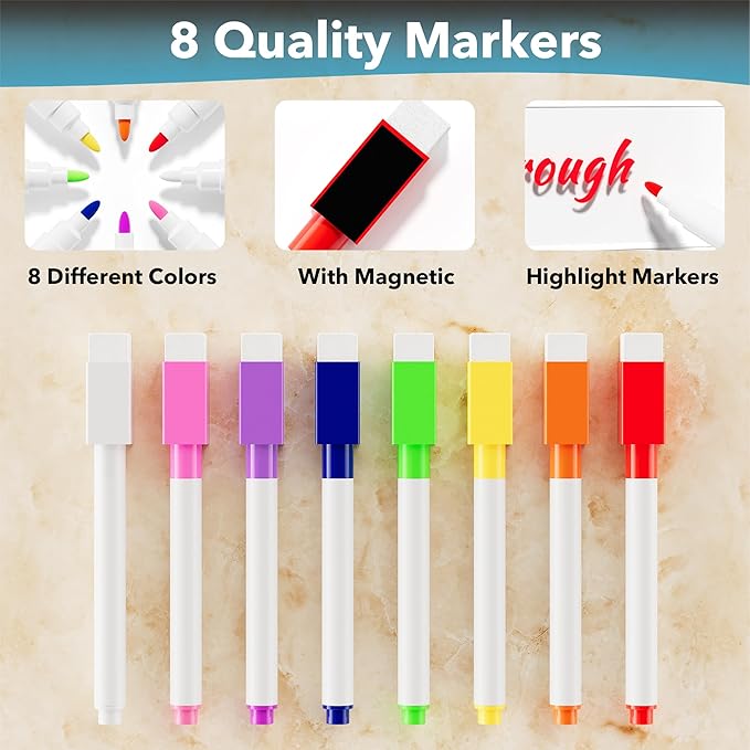 Acrylic Magnetic Chore Chart for Kids, Clear Dry Erase Chores Chart for Fridge Refrigerator, Responsibility Reward Planning Board for Teens Family, w/ 8 Colors Markers, 12"x9"