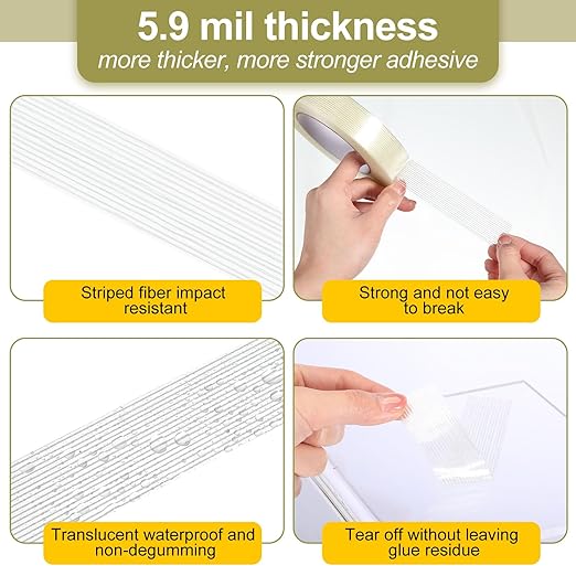 Treela 40 Rolls 1 Inch x 60 Yards Filament Strapping Tape 5.5 Mil Transparent Reinforced Fiberglass Heavy Duty Packing Shipping Tape for Sealing Binding Fixing