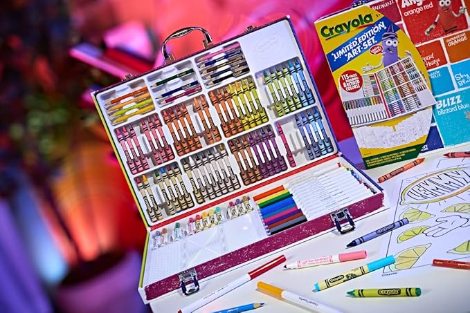 Crayola Limited Edition Coloring Set (115pcs), Kids Drawing Supplies Kit with Crayons, Markers & Colored Pencils, Birthday, Holiday for Kids, 5+