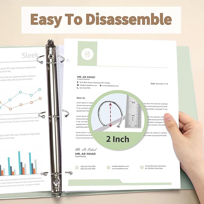 SUNEE 3 Ring Binder 2 Inch 4 Pack, Clear View Binder Three Ring PVC-Free (Fit 8.5x11 Inches) for School or Office Supplies, Neutral Aesthetic