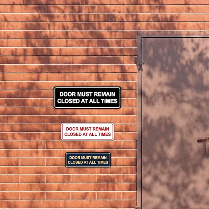 Signs ByLITA Standard Door Must Remain Closed At All Times Sign (Walnut) - Large 5 Pack