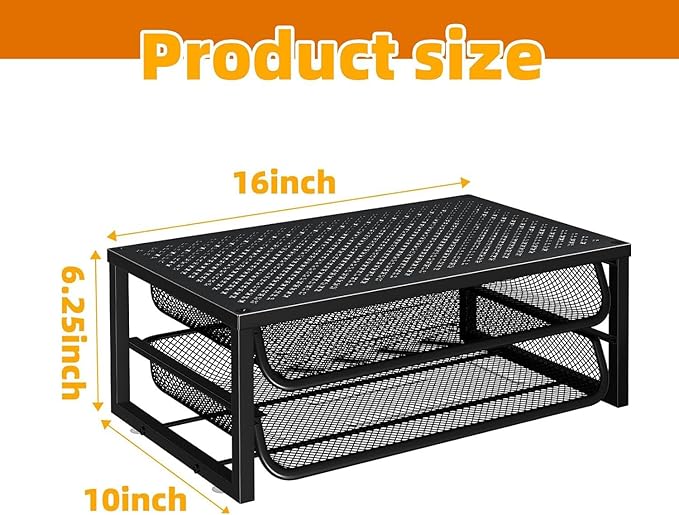 Desk File Organizer, 2 Pack 2 Tier Metal Computer Monitor Stand Riser, Letter Tray Paper Organizer with Sliding Trays for Office, Home, Black