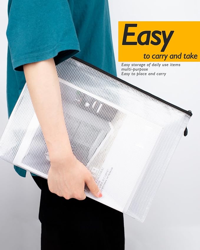 SUNEE Plastic Mesh Zipper Pouch 4.6x9.2 in (9 Colors, 18 Packs), Plastic Pencil Pouches, Multipurpose Travel Bags, for Office Supplies Bills Cosmetics Travel Accessories& Games Organizing Storage